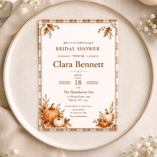 Invitation de mariage automnal éditable avec motif