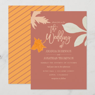Invitation de mariage automne orange assourdi
