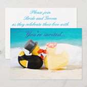 Invitation de mariage aux canards sur la plage - M (Devant / Derrière)