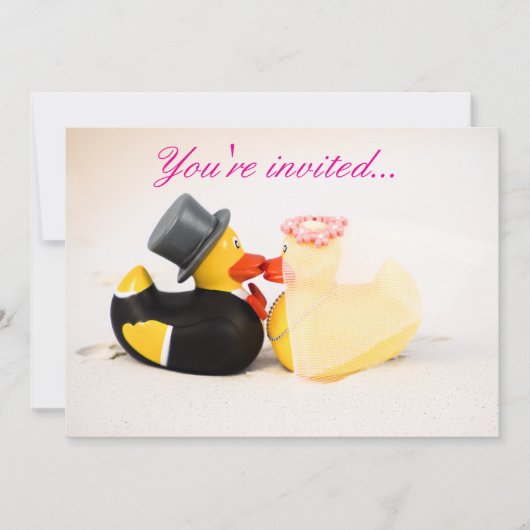 Invitation de mariage aux canards sur la plage - M (Devant)