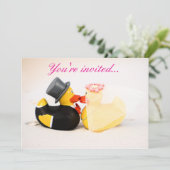 Invitation de mariage aux canards sur la plage - M (Debout devant)