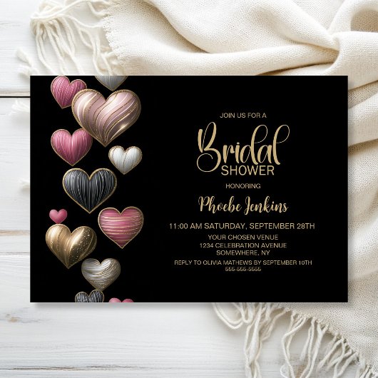 Invitation de mariage aux coeurs roses