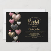 Invitation de mariage aux coeurs roses (Devant)