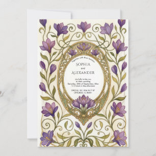 Invitation de mariage aux élégantes Freesias Viole