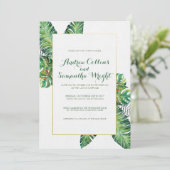Invitation de mariage aux feuilles tropicales d'ét (Debout devant)