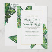 Invitation de mariage aux feuilles tropicales d'ét (Devant / Derrière)