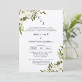 Invitation de mariage aux fleurs blanches (Debout devant)