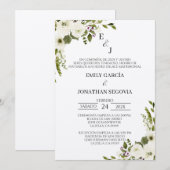 Invitation de mariage aux fleurs blanches (Devant / Derrière)