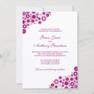 Invitation de mariage aux fleurs foncées fuchsia P