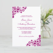 Invitation de mariage aux fleurs foncées fuchsia P (Debout devant)