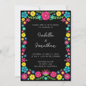 Invitation de mariage aux fleurs mexicaines coloré (Devant)