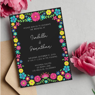 Invitation de mariage aux fleurs mexicaines coloré
