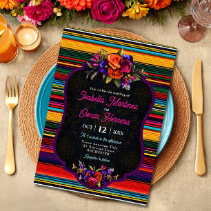 Invitation de mariage aux fleurs mexicaines élégan