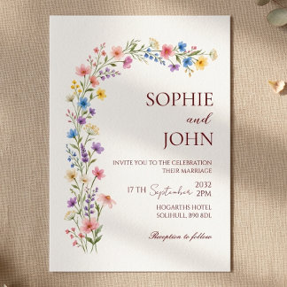 Invitation de mariage aux fleurs sauvages aquarell