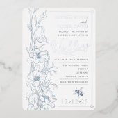 Invitation de mariage aux fleurs sauvages Art Déco (Recto)