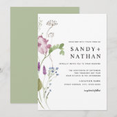 Invitation de mariage aux fleurs sauvages modernes (Devant / Derrière)