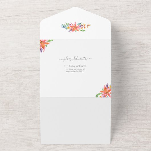 Invitation de mariage aux fleurs tropicales tout e (Dehors)