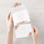 Invitation de mariage aux fleurs tropicales tout e (Déchirure)
