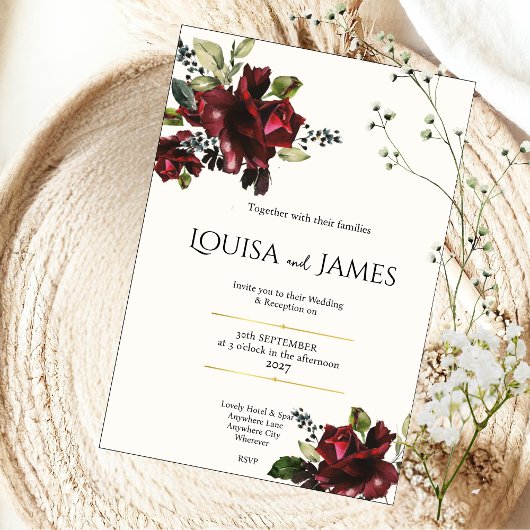 Invitation de mariage aux florales luxueuses