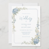 Invitation de mariage aux hydrangeas bleus floraux (Devant)