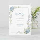 Invitation de mariage aux hydrangeas bleus floraux (Debout devant)