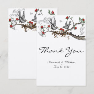 Invitation de mariage aux oiseaux vintage rouge et