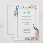 Invitation de mariage aux paons (Devant / Derrière)