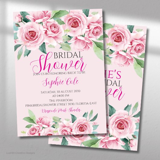 Invitation de mariage aux roses aquarelles