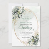 Invitation de mariage aux roses blanches dorées ad (Devant)