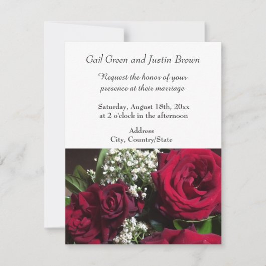 Invitation de mariage aux roses de jardin (Devant)