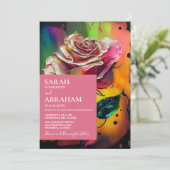 Invitation de mariage aux roses roses modernes abs (Debout devant)
