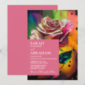 Invitation de mariage aux roses roses modernes abs (Devant / Derrière)