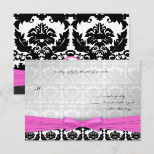 Invitation de mariage aux tourbillons de damas ros