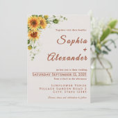 Invitation de mariage aux tournesols aquarelle (Debout devant)