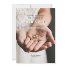 Invitation de mariage avec anneau empilé or et dia