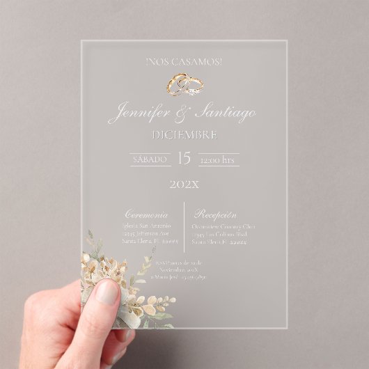 Invitation de mariage avec bouquet et bague (In situ (ordinateur de poche))