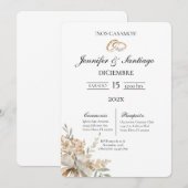 Invitation de mariage avec bouquet et bague (Devant / Derrière)