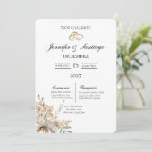 Invitation de mariage avec bouquet et bague (Debout devant)