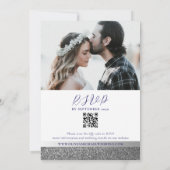 Invitation de mariage avec code QR argent et bleu  (Dos)
