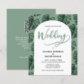 Invitation de mariage avec code QR et feuilles de (Devant / Derrière)