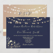 Invitation de mariage avec code QR et guirlande lu (Devant / Derrière)