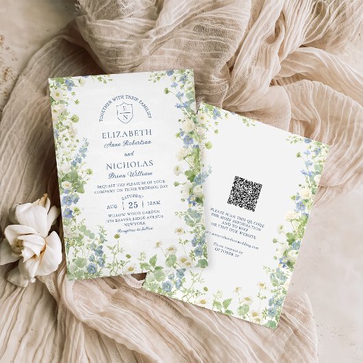 Invitation de mariage avec code QR pour jardin de