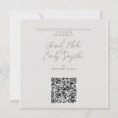 Invitation de mariage avec code QR pour sauver la  (Dos)