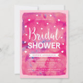 Invitation de mariage avec coeurs aquarelle rose (Devant)
