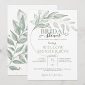 Invitation de mariage avec des feuilles de mousse  (Devant / Derrière)