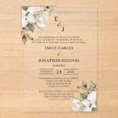 invitation de mariage avec des fleurs blanches (Recto)