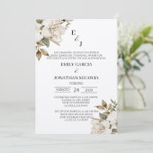 invitation de mariage avec des fleurs blanches  (Debout devant)