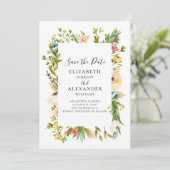 Invitation de mariage avec des fleurs d'été. Flora (Debout devant)