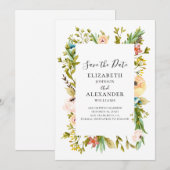 Invitation de mariage avec des fleurs d'été. Flora (Devant / Derrière)