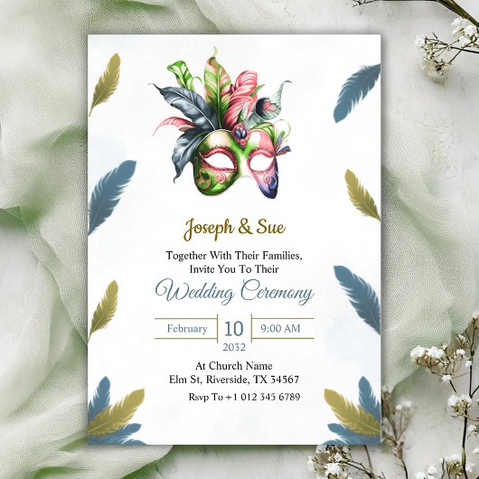 Invitation de mariage avec des fleurs tropicales